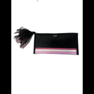 Victoria’s Secret Black and Pink Snakeskin clutch With Zipper and Tassel
